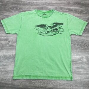 7 Diamonds Shirt Mens Large Green Eagle Liberty Forever Patriot Short Sleeve Tee